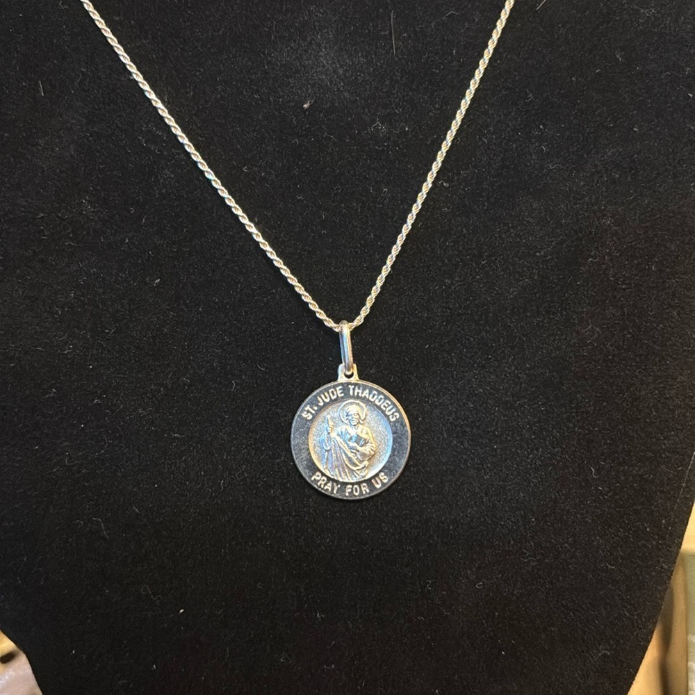 Beautiful Sterling Silver St. Jude Necklace